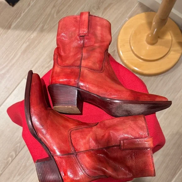Cole Haan Red Leather Heeled Boots - Picture 6 of 10